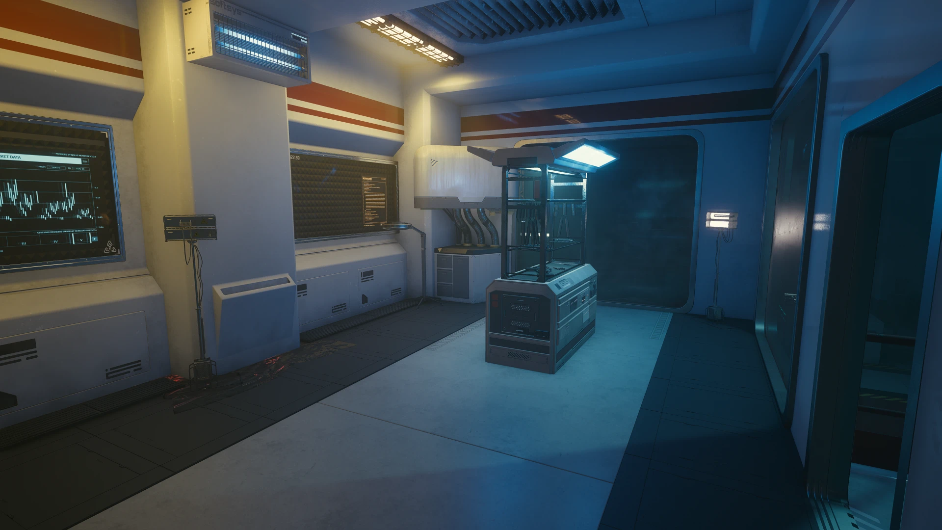 A reconstructed, blue-lit All Foods interior in Knonix’s creator screenshot.