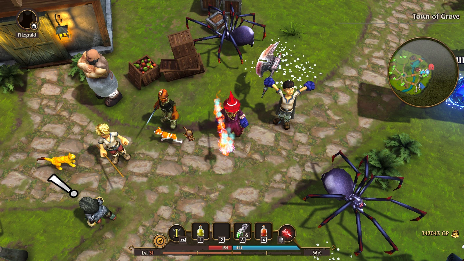 An earlier creator screenshot of adventurers and pets in Grove; not the new revival state.