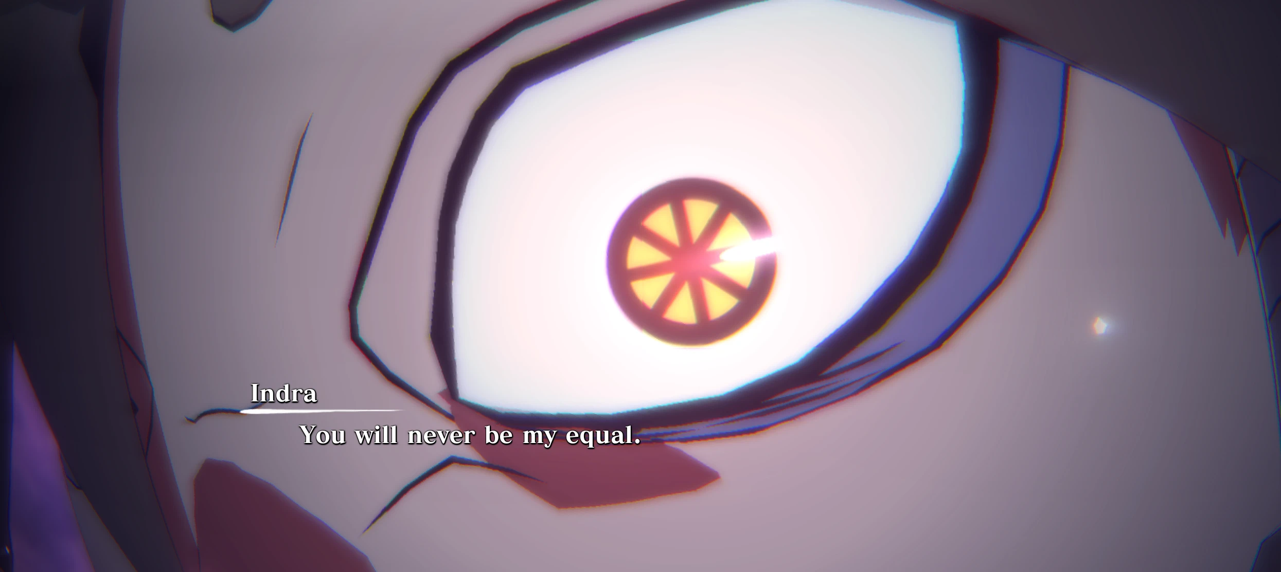 Indra displays a selected patterned iris in the creator’s in-game close-up.