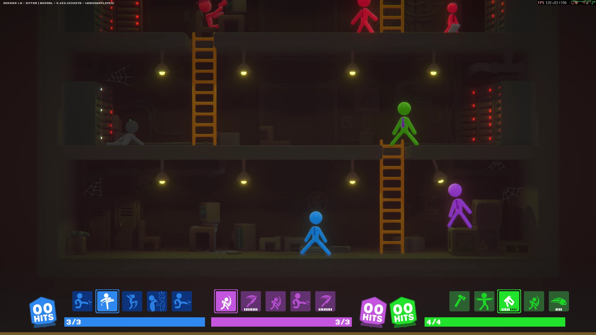 Creator screenshot showing three-player local co-op.