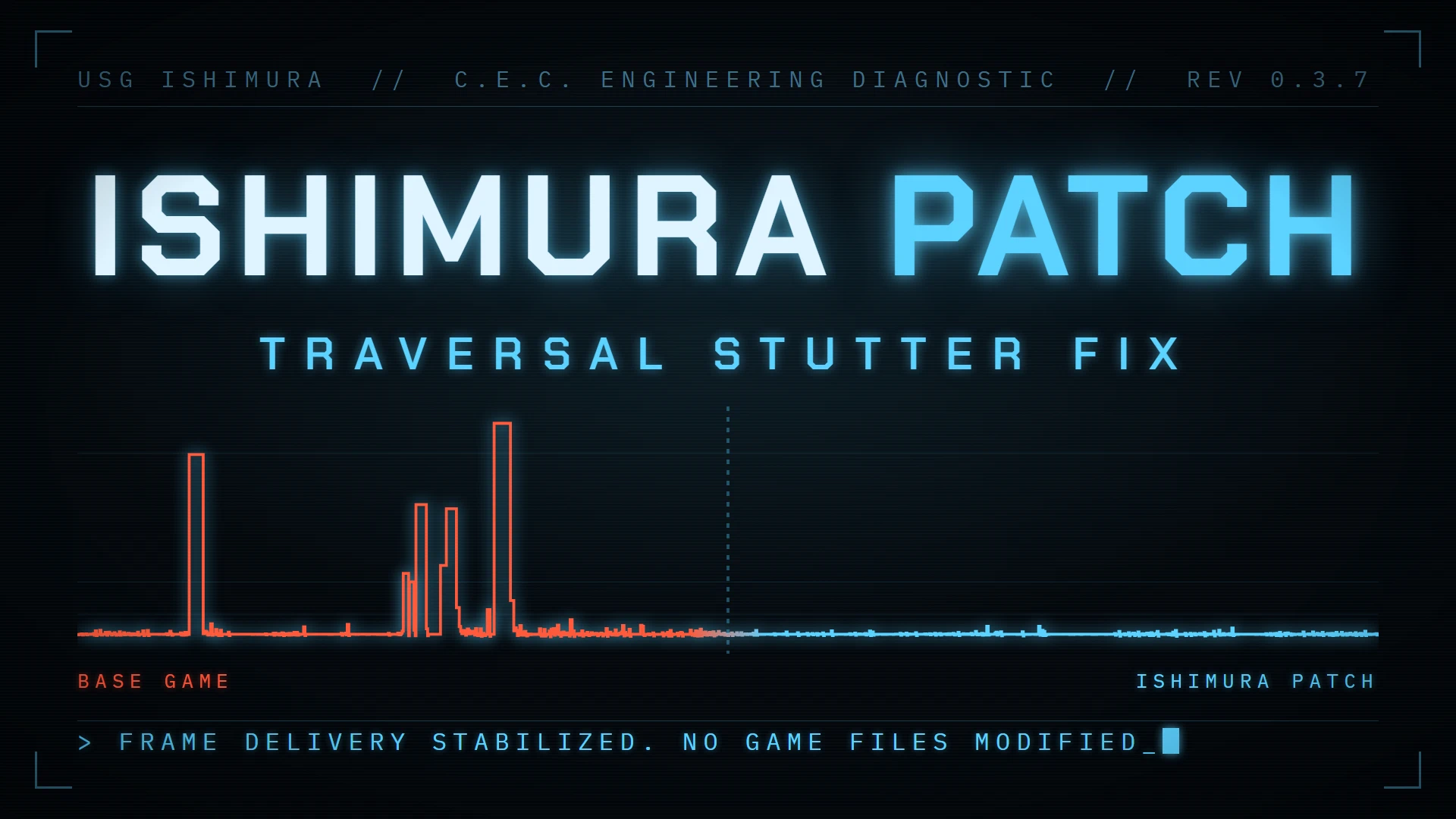 Ishimura Patch creator promotional comparison graphic labelled revision 0.3.7.