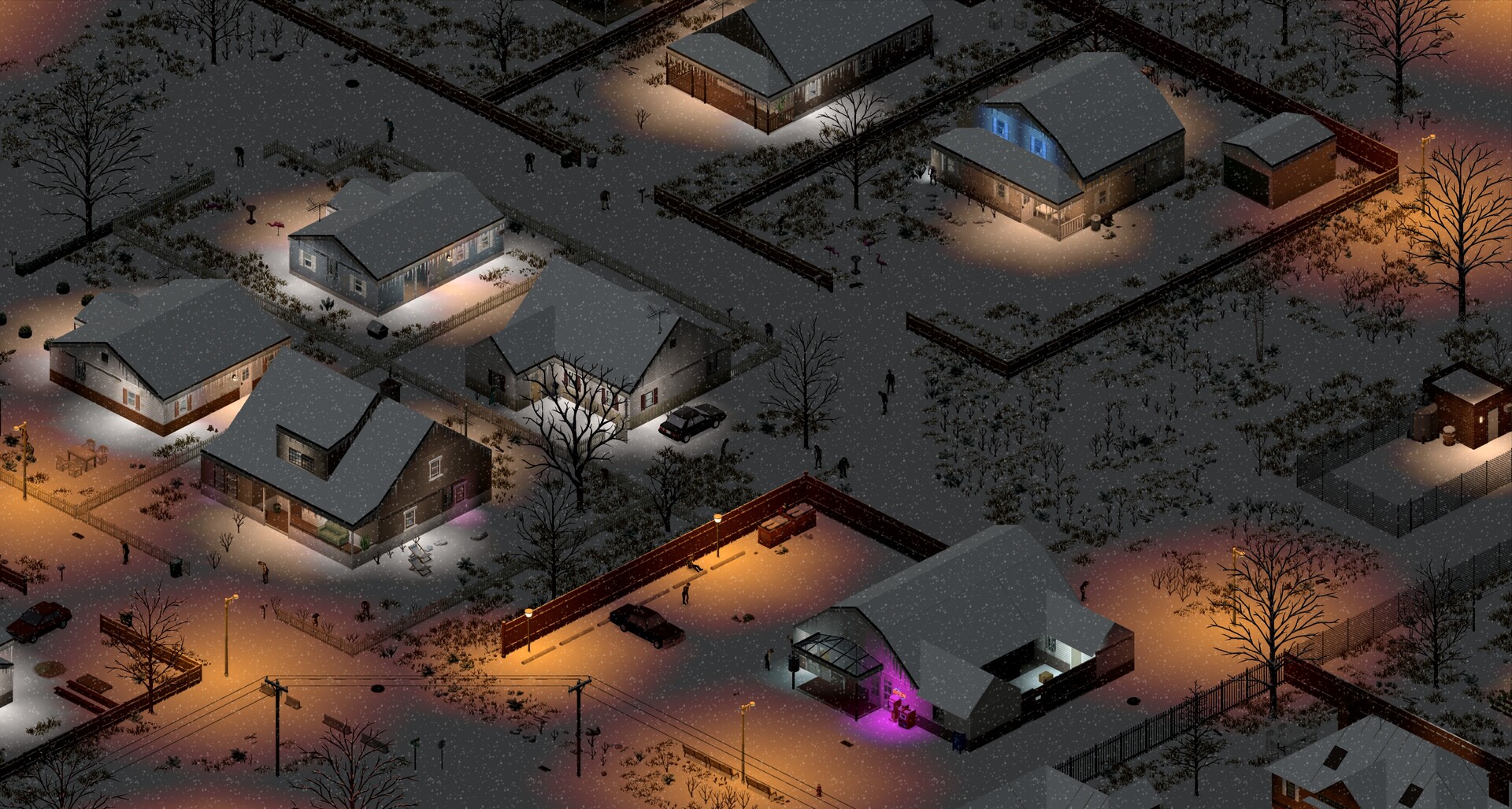 Survivors face zombies in a representative Project Zomboid base-game screenshot.