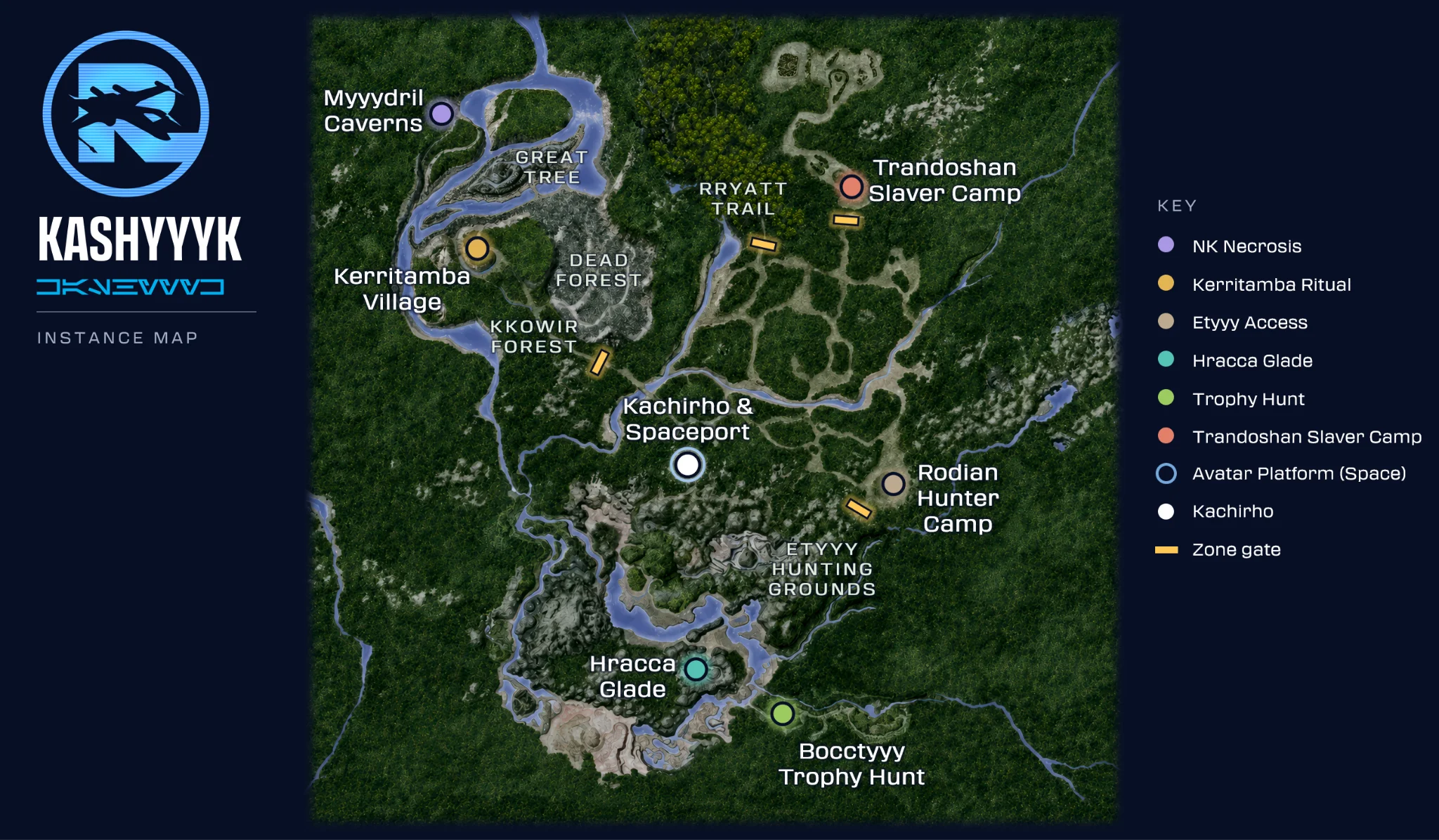 The SWG Restoration team’s Kashyyyk instance map accompanying A New Dawn.