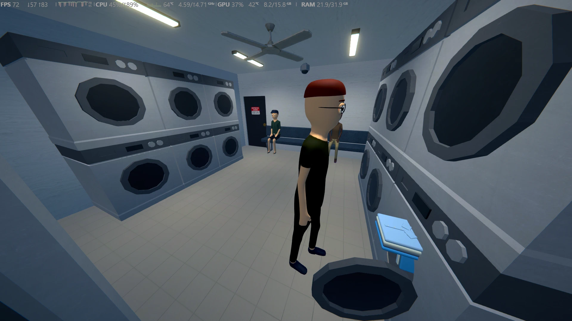 Customers inside the laundromat featured in Working Vanilla Businesses for Schedule I.