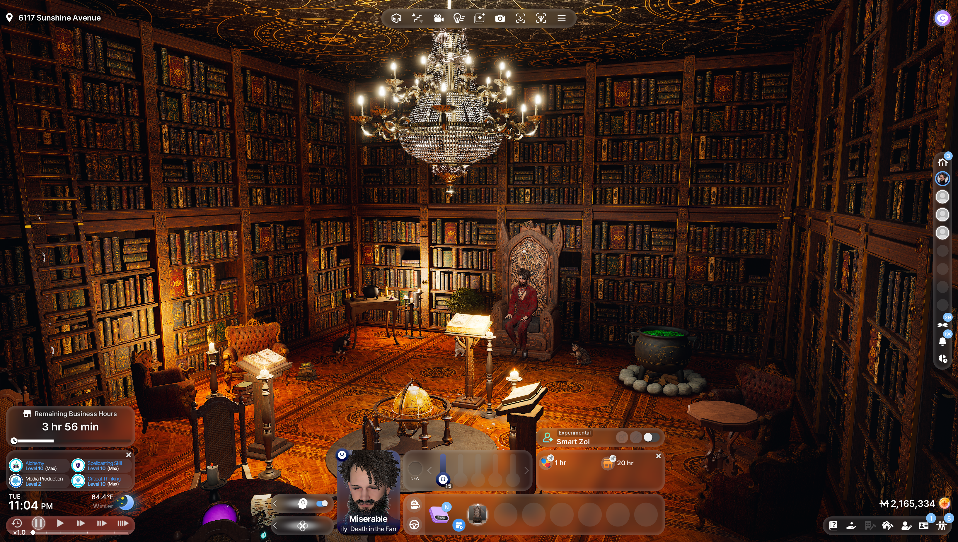 Creator screenshot of an Age of Magic library interior; earlier project imagery, not the new flying broom.
