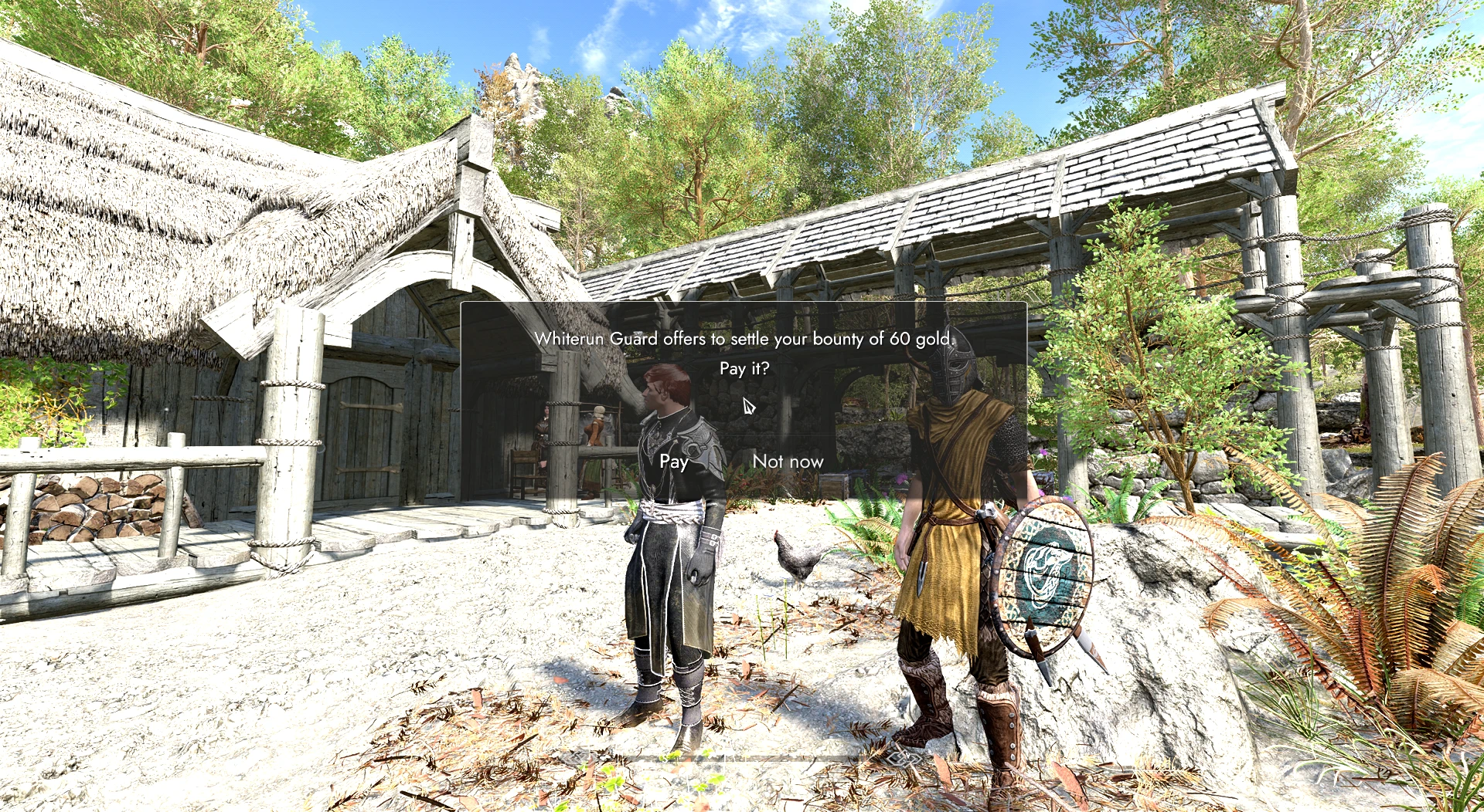A Whiterun guard offers to settle a bounty in Mantella Living World.